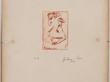 an old book with a drawing of a woman ' s face on it