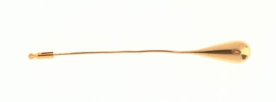 EPINGLE en forme de larme en or, coulisseau en métal.