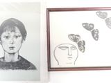 a picture of a picture of a boy and a picture of a butterfly