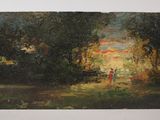 une image représentant un tableau où l'on voit un homme et une femme dans les bois