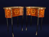 pair of french marquet tables with inlaid inlays