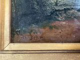 an image of a painting of a man riding a horse on a beach