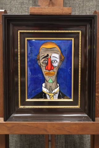 Alain Grafeuil : émail de  Limoges « clown » 20 x 15