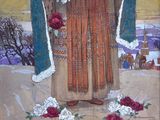 an image of a painting of a saint elizabeth holding a cross