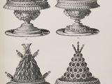 un vieux dessin en noir et blanc représentant différents types de vases