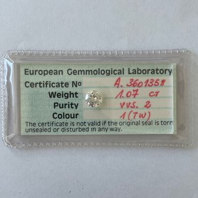 Diamant sous scellé EGL European Gemmological Laboratory ind…