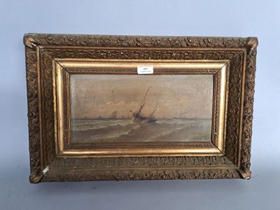 an old picture of a boat in the water with a label on it