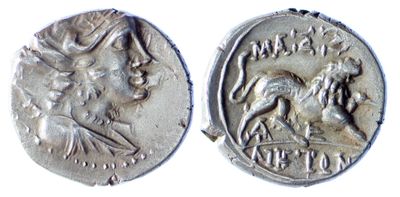 a close up of a coin with a horse on it