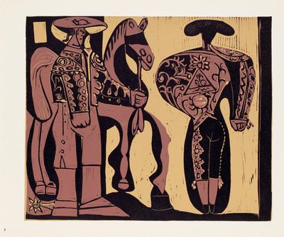 une image représentant un tableau où l'on voit un homme et une femme debout à côté d'un cheval