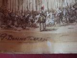 a picture of a drawing of a group of men riding horses