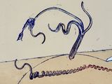 a drawing of a man with a snake on his head