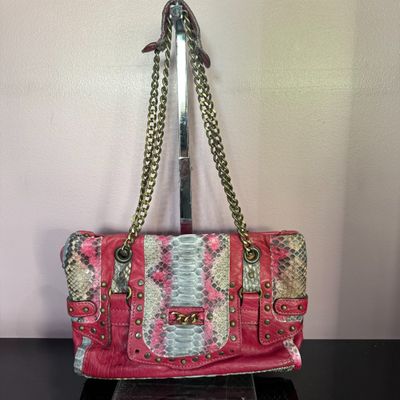 Sac ABACO cuir et python fuchsia dimensions 27/17cm neuf ave…
