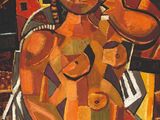 an image of a painting of a woman sitting on a chair