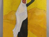 un tableau représentant une femme portant un pot sur la tête