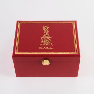 an image of a red box with a gold emblem on it