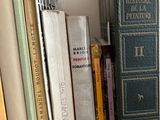 many books that are on the shelf together