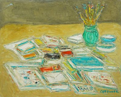 André COTTAVOZ (1922 - 2012) « Nature morte aux livres »