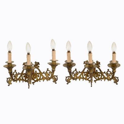 appliques murales en laiton vieilli, lot de 3
