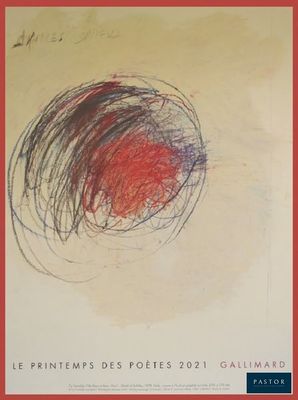 une image représentant un dessin d'une balle rouge sur une feuille blanche