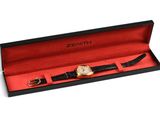 an image of a watch in a red box with a black strap
