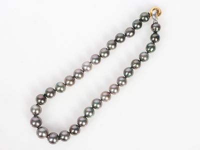 Collier de perles de culture grise de Tahiti (environ 12,1 mm à 14,7 m - Photo 1