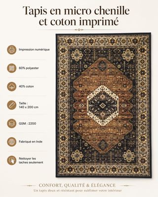 tapis en micro-chenille et coton imprimé