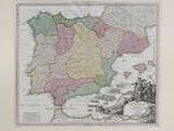 an old map of spain with the provincess of spain and portugal
