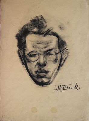 dessin représentant le portrait d'un homme portant des lunettes et une moustache