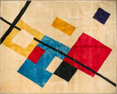 an image of a rug with a design of squares and rectangles
