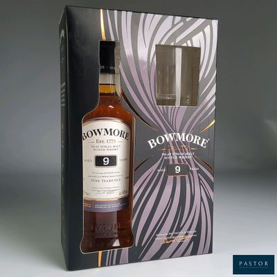 bowmore 9 year old single malt scotch whisky in a gift box