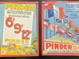 une paire d'affiches pour Pinder & Pinder, sur lesquelles figurent des drapeaux
