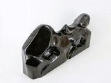 a black sculpture of a planer on a white surface