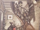 une photo d'un tableau représentant un homme dans un escalier