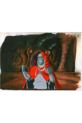 an image of a painting of a woman in a red cloak