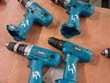 five electric tools on the table ready to be used