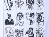 a drawing of a bunch of different faces on a piece of paper