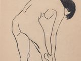 an image of a drawing of a nude woman bending over