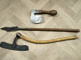 two different types of tools sitting on a wooden floor