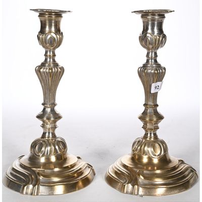 pair of antique brass candlesticks