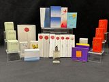 many different types of cards on display on a table
