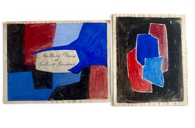 deux tableaux de couleurs et de formes différentes sur un fond blanc