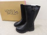 black leather boots with buckles and a box on the floor