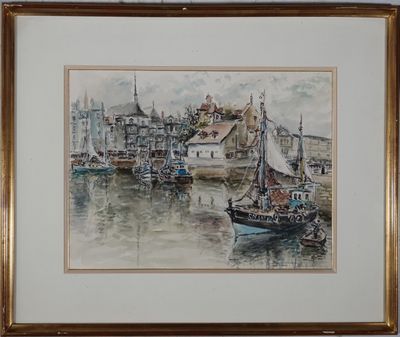 DENIS VERSPECHT (1919-1996) La lieutenance à Honfleur, aquar…