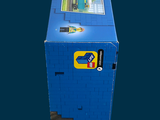 a blue box with a picture of a train on it