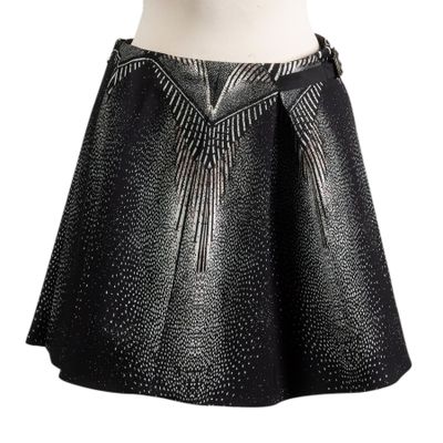 a black leather skirt with silver studding on the waist