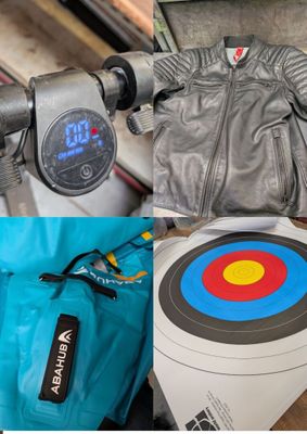 FORT ENSEMBLE D'ARTICLES SPORT & LOISIRS DONT VESTE EN CUIR AVEC PROTE