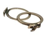 pair of metal handcuffs on a white background with a white background