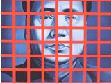 an image of a painting of a man with a checkered pattern on it