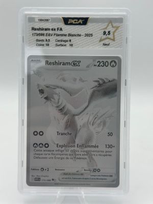 a close up of a card in a plastic holder on a white surface