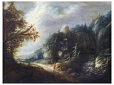 an image of a painting of a man and a woman in a mountainous landscape